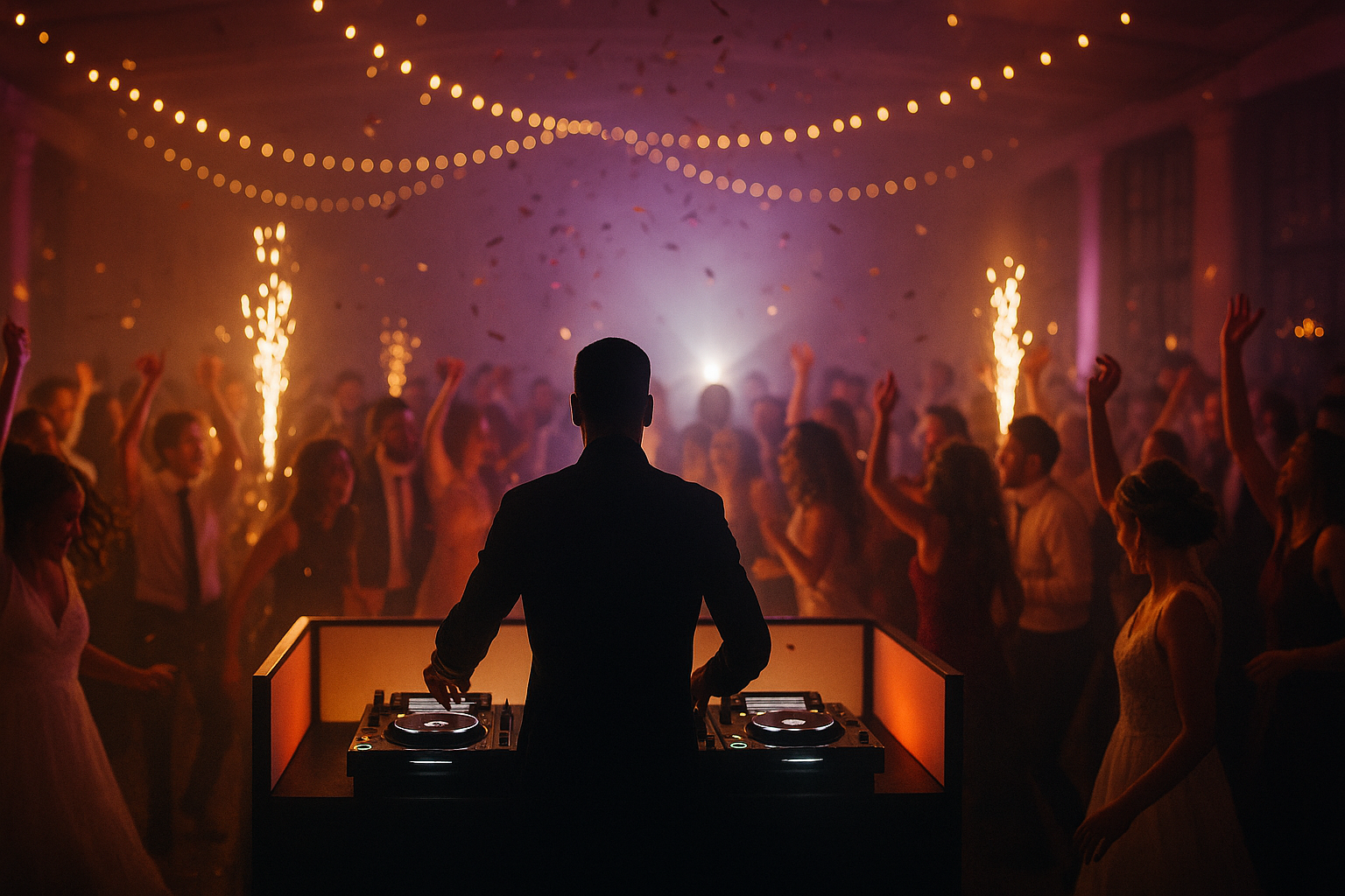 DJ performing for a full dance floor